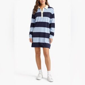 Hollister Rugby Dress in Navy & Sky Blue Stripes